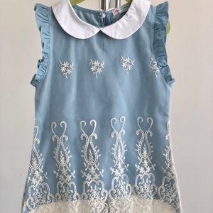 Blue Embroidered Dress Size 4/5